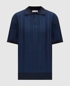 Brunello Cucinelli Blue polo shirt with pattern M29806305