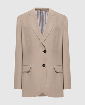 Brunello Cucinelli Beige linen jacket with monil chain MH5277519