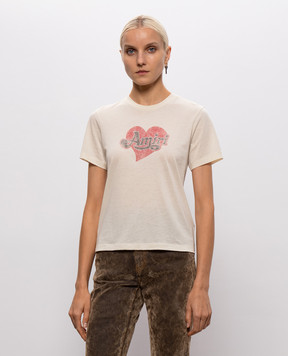 AMIRI Beige T-shirt with logo print AW426JR011