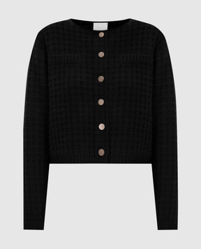Allude Black wool and cashmere cardigan with textured pattern 26517113
