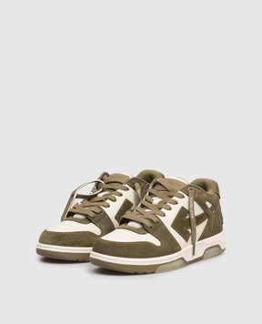 Off-White Out Of Office Khaki Suede Sneakers OMIA189S26LEA004