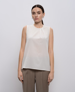 Peserico White silk top with monil chain A0863407325