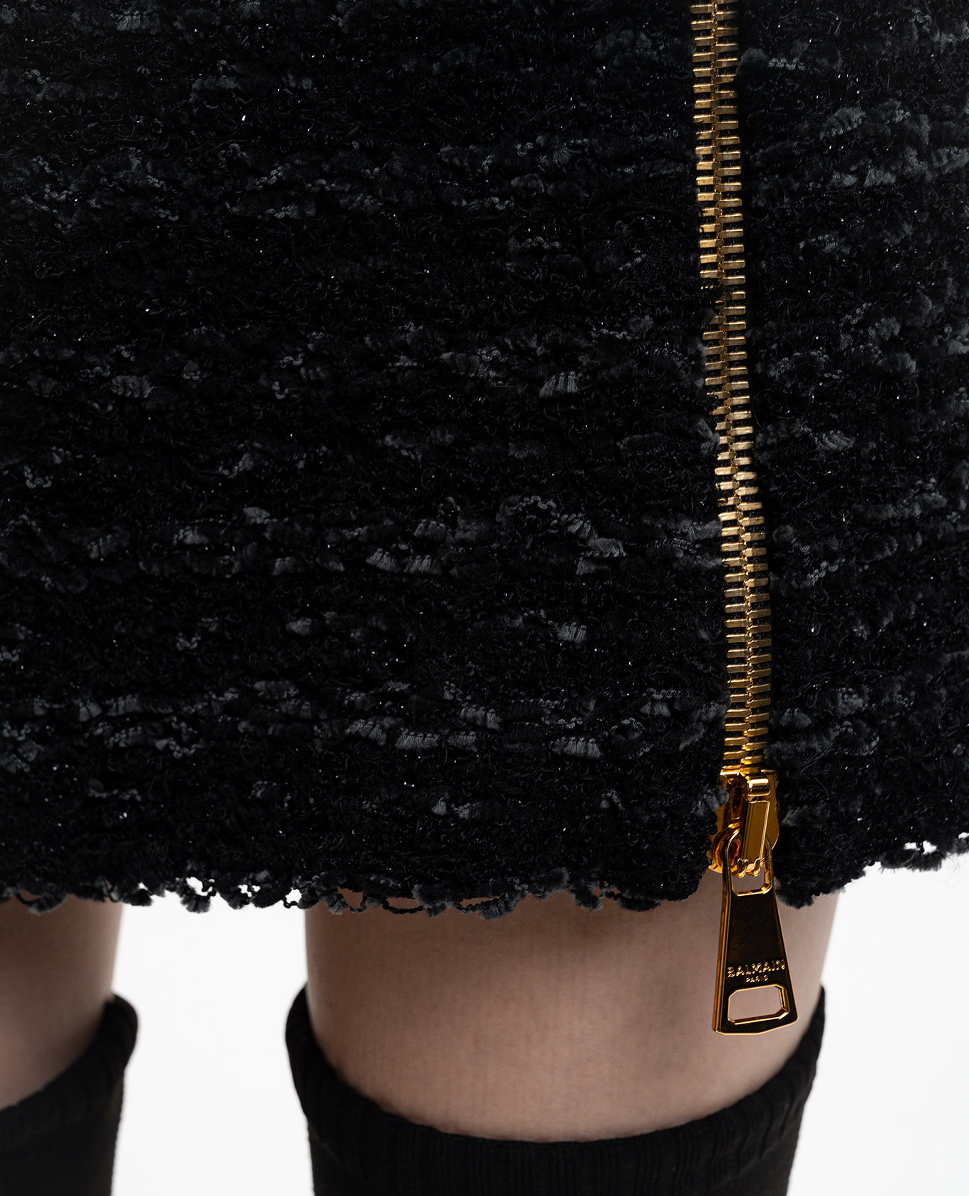 

Black tweed mini skirt with hemp Balmain