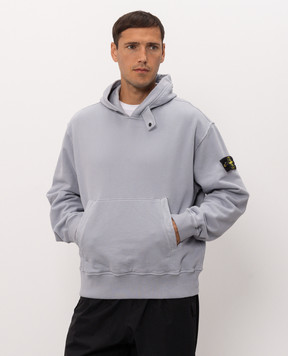 Stone Island Blue hoodie with logo patch L2S156100023S0A20