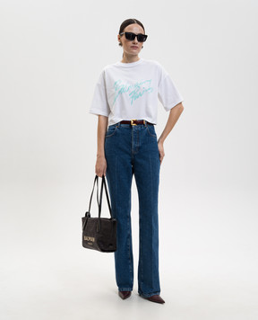Balmain White cropped T-shirt with logo GF1EE145BD41