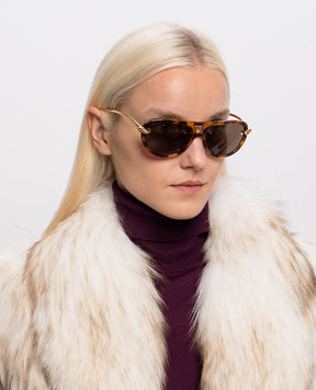 Bottega Veneta Knot brown tortoiseshell aviator sunglasses 841235VBL80