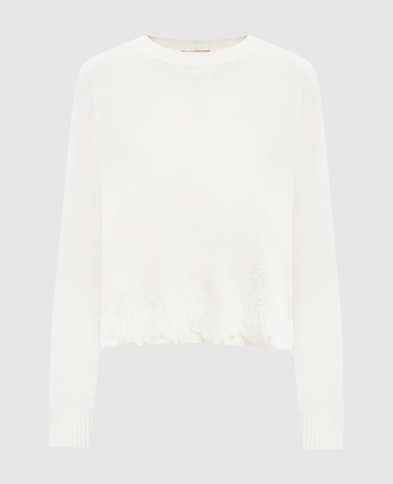 White angora wool jumper with lace