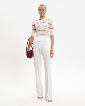 Max Mara White MSTGALLO silk and wool top with polo collar MSTGALLO