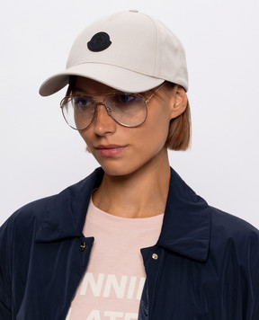 Moncler Gray cap with logo patch L20933B000580U082