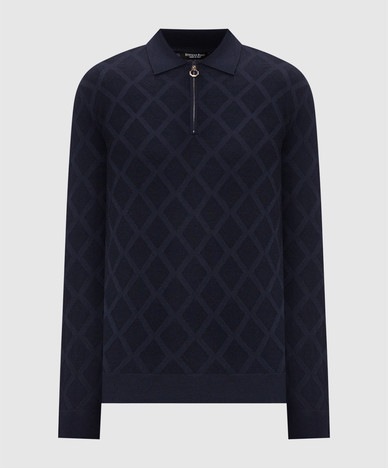 Marineblauwe wollen poloshirt