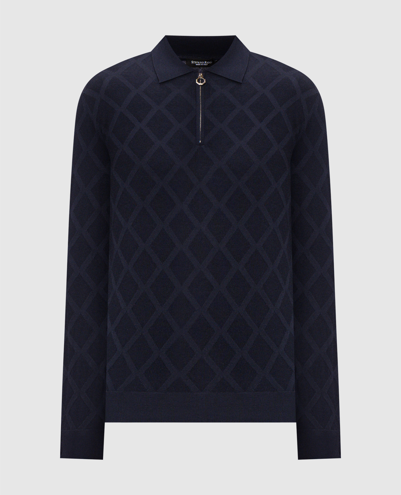 Navy blue wool polo shirt Stefano Ricci
