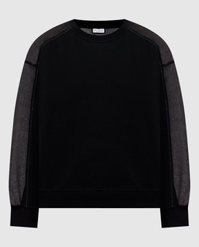 Brunello Cucinelli Black sweatshirt with monil chain MN05NB2R00