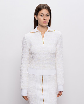 Balmain Ivory tweed sweater with wool HF1KJ070KK12