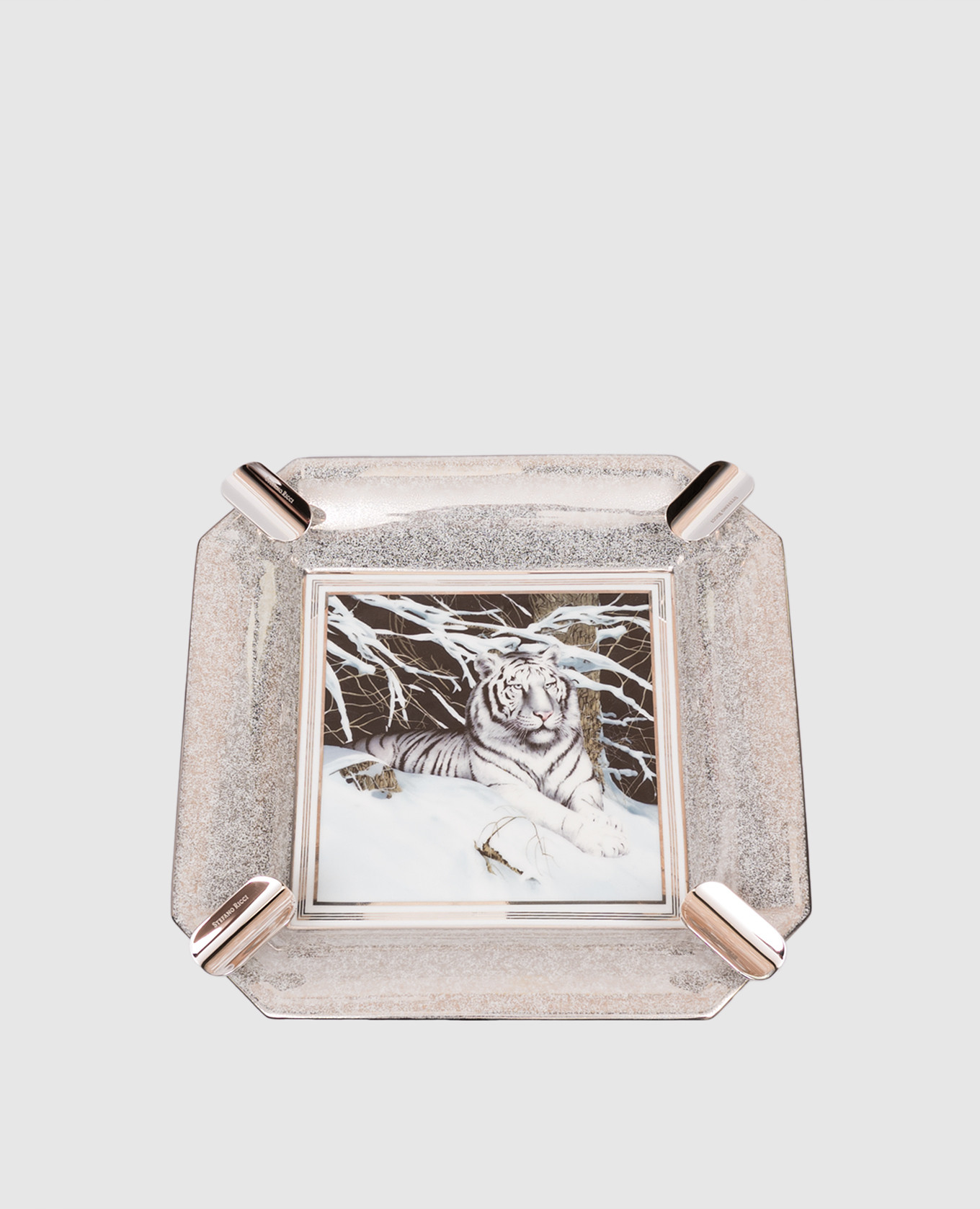 

Silver porcelain cigar ashtray with print Stefano Ricci