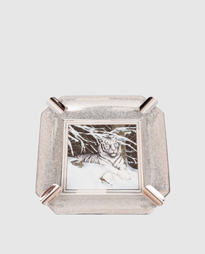 Stefano Ricci Silver porcelain cigar ashtray with print OAP25OCTPSTIG01