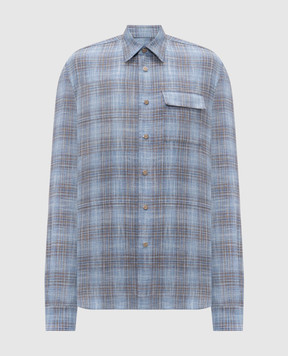 Kiton Blue wool and silk check shirt UMCBUBAK0628G