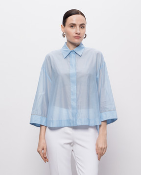 Peserico Blue silk blouse with chain S06008D08372