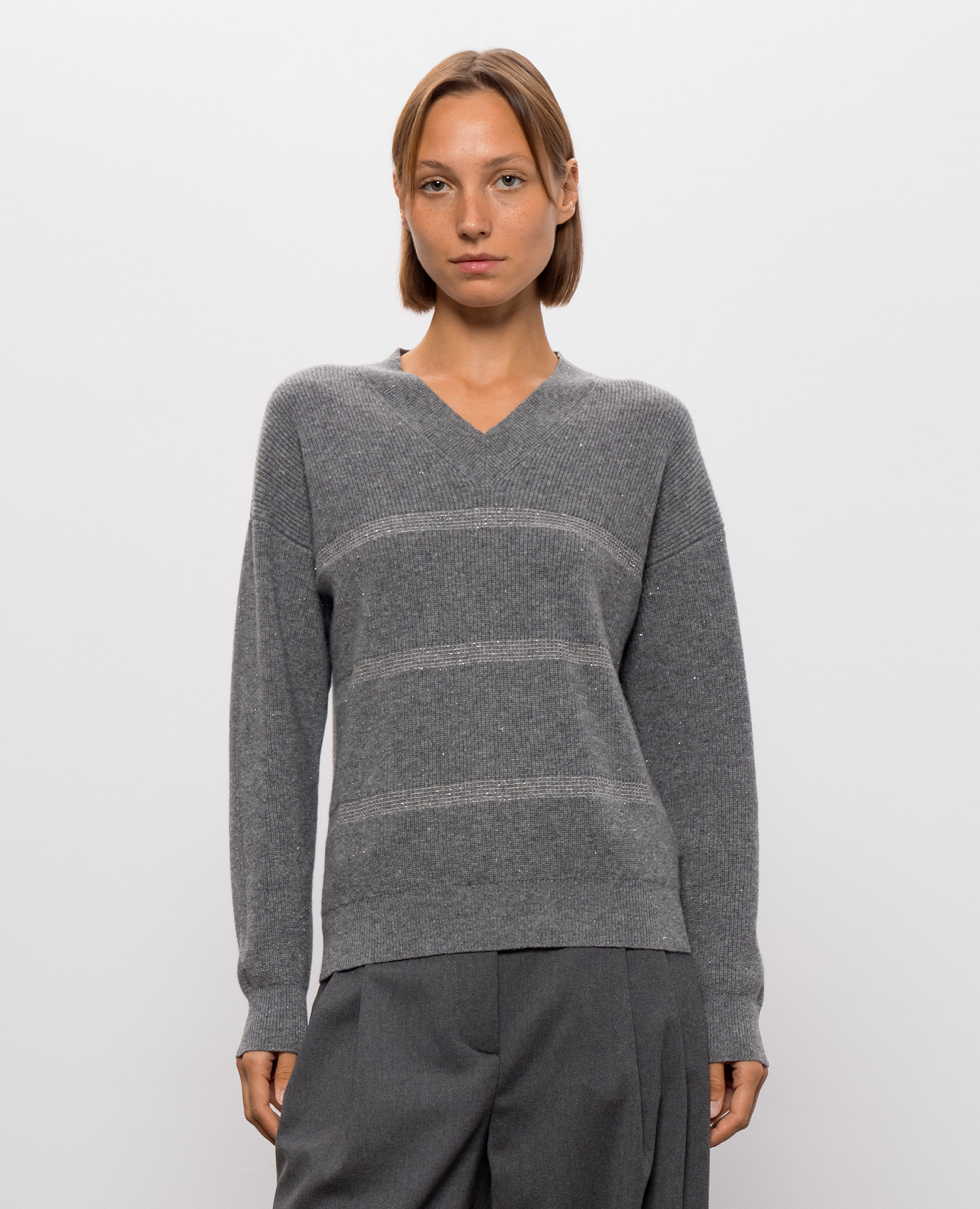 Gray pullover with lurex Peserico 3