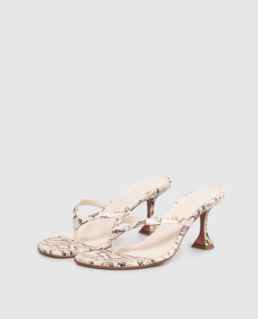 Amina Muaddi Juliette beige leather mules with reptile leather embossing 17S366192JUL