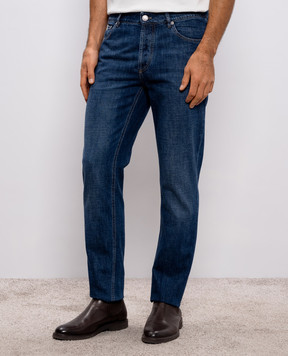 Brunello Cucinelli Blue jeans with logo patch M0Z37D3210