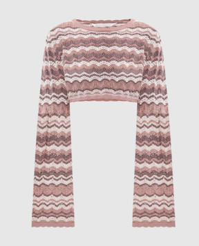 Palm Angels Cropped knitted top with striped silk PAWHE001KN001