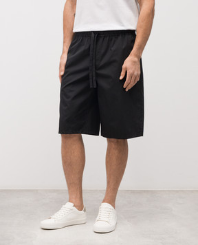 Dolce&Gabbana Black shorts with logo patch GV37AZGK278