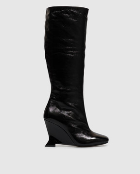 Balmain Black patent leather boots HN0TA305LMSI