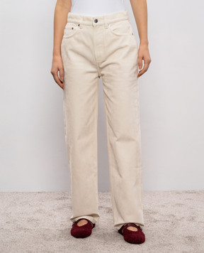 Loulou de Saison ASMAR beige jeans with logo patch ASMAR