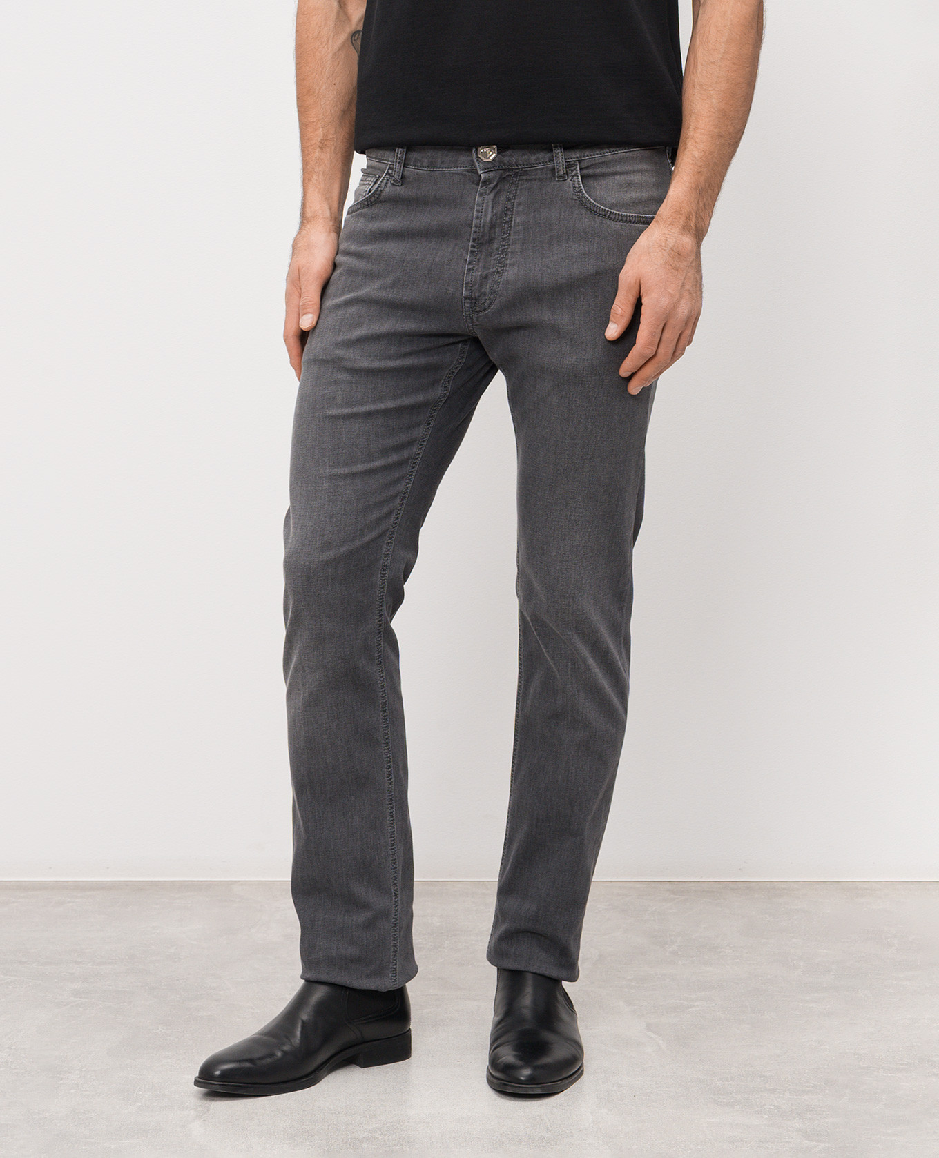 

Grey jeans with embroidered logo Stefano Ricci