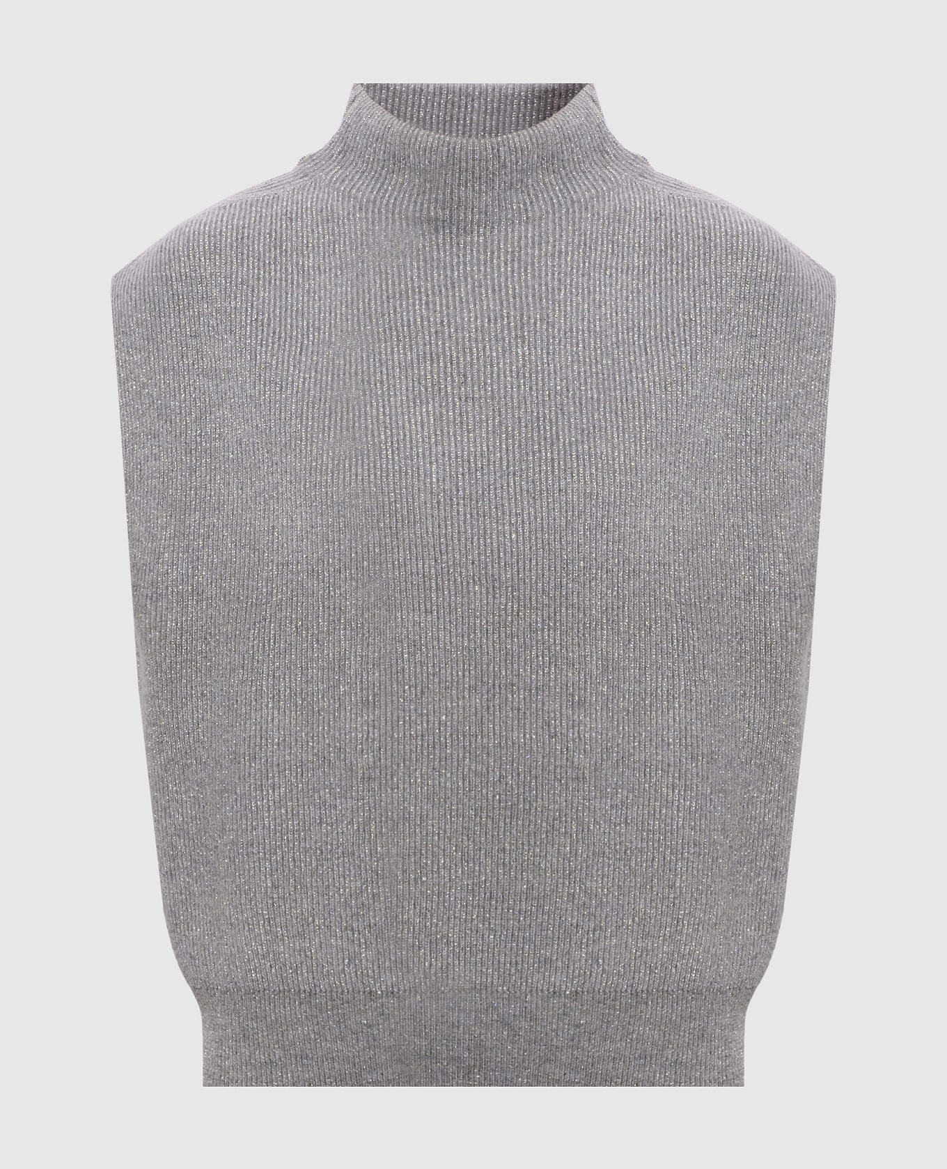 Beige striped wool, silk and cashmere jumper