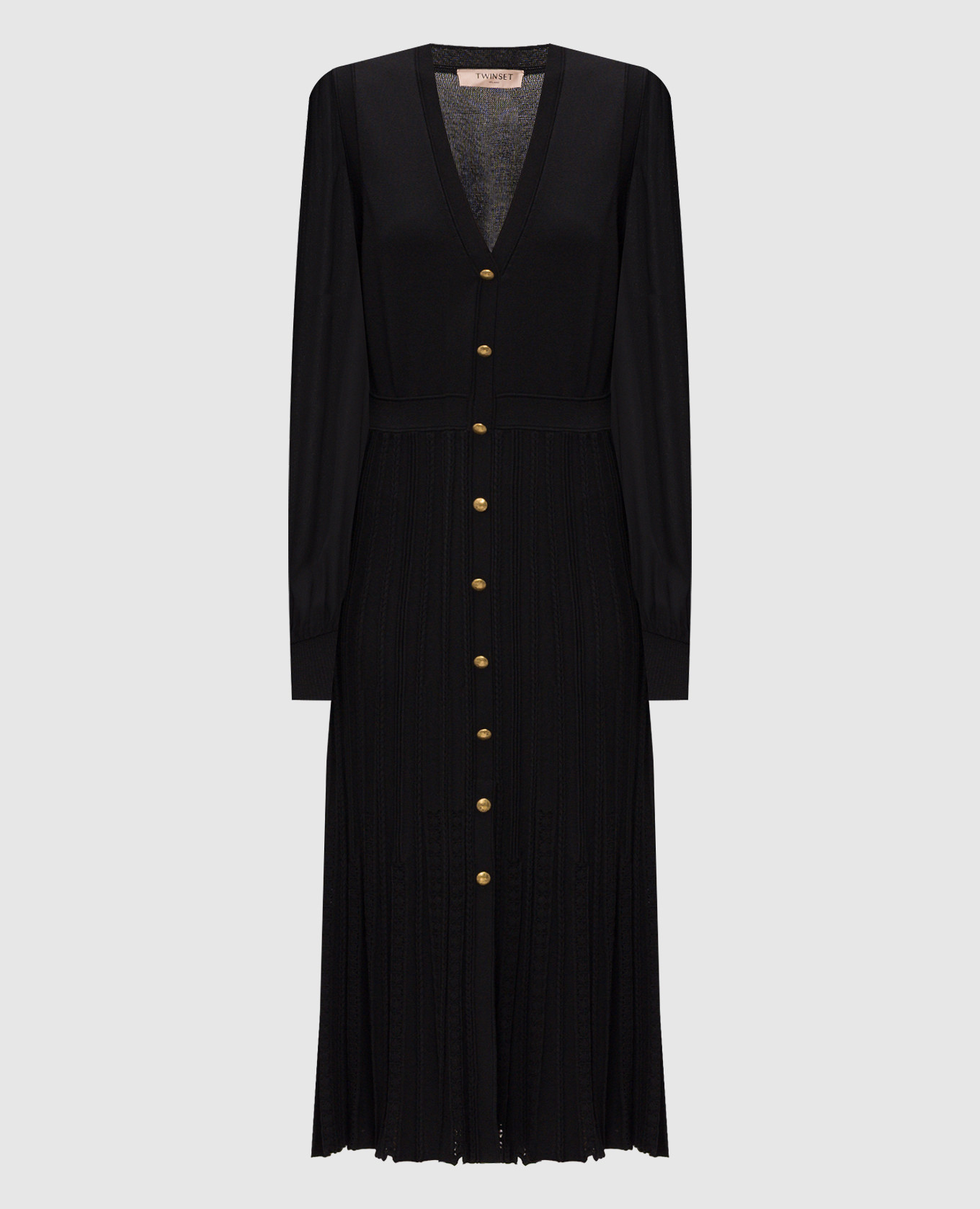 Black midi dress with logo plate