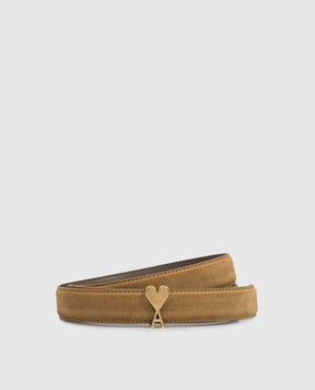 Ami Paris Brown suede belt with emblem UBL209AL0190