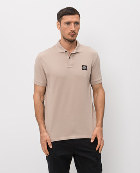 Stone Island Beige polo shirt with logo patch L1S152200008S0017