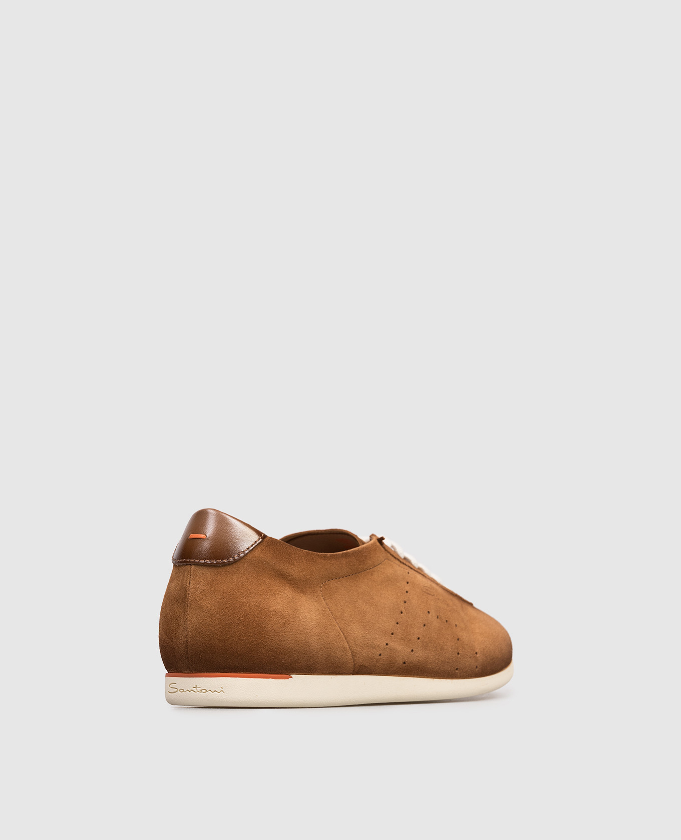 Brown suede sneakers with perforations Santoni 3