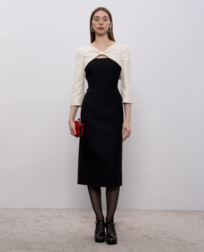 Valentino Black wool and silk midi dress 8B3VAJR01CF