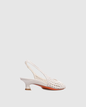 Santoni White leather braided slingbacks WDTI72261HA2SARX