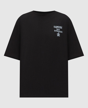 Comme des Fuckdown Black T-shirt with branded print FMS6CFABM01952