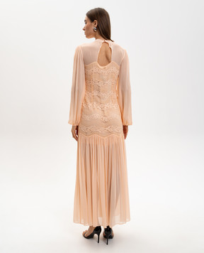 Twinset Beige maxi dress with lace 261TP2784