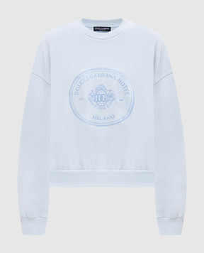 Dolce&Gabbana Blue sweatshirt with embroidery F9Q92ZGDDMO