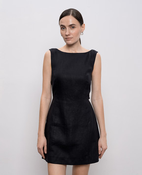 Faithfull Sofia black linen mini dress FF4304BLK