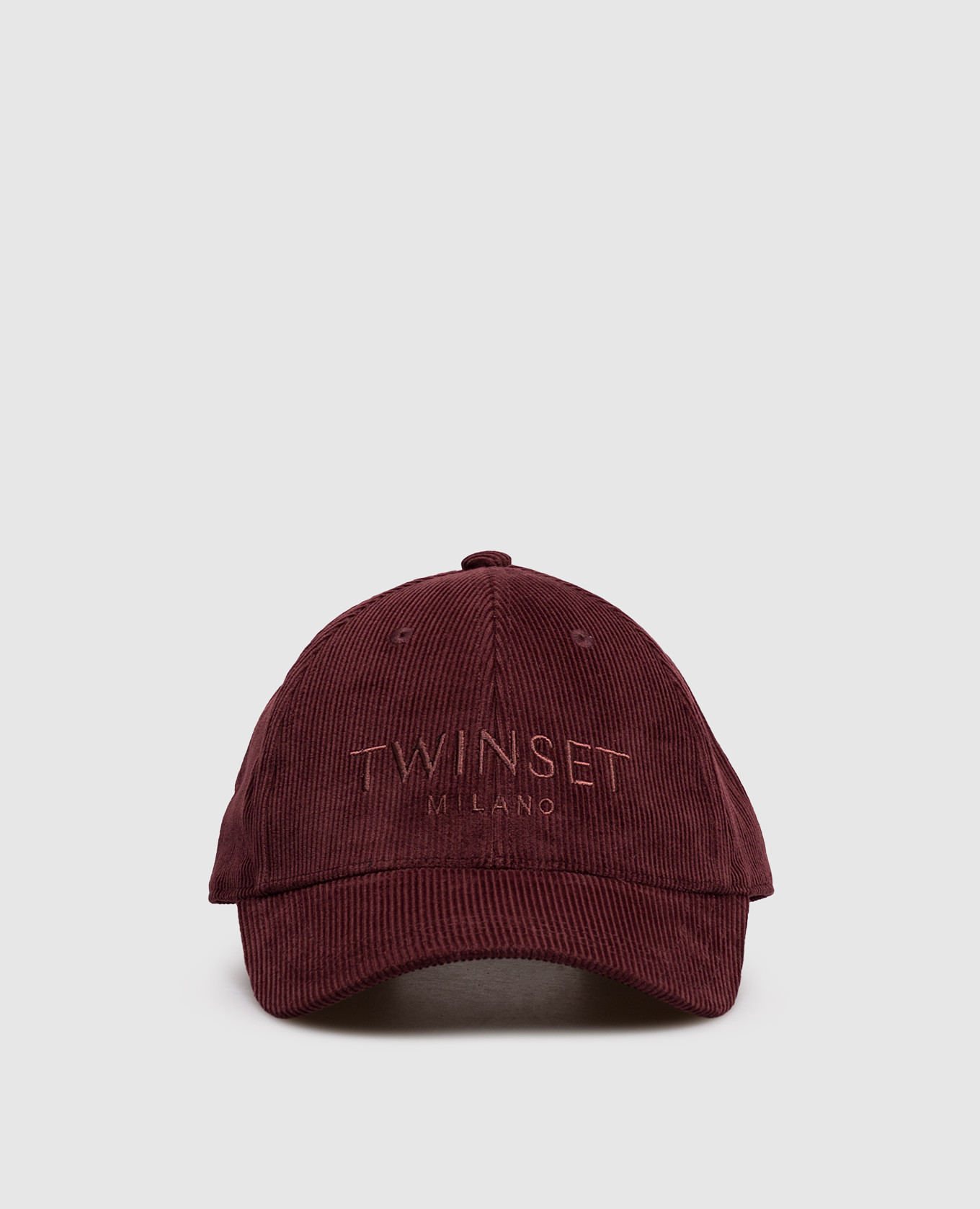 Burgundy corduroy cap with logo embroidery