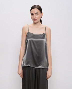 Peserico Khaki top with monil chain E08421D01514