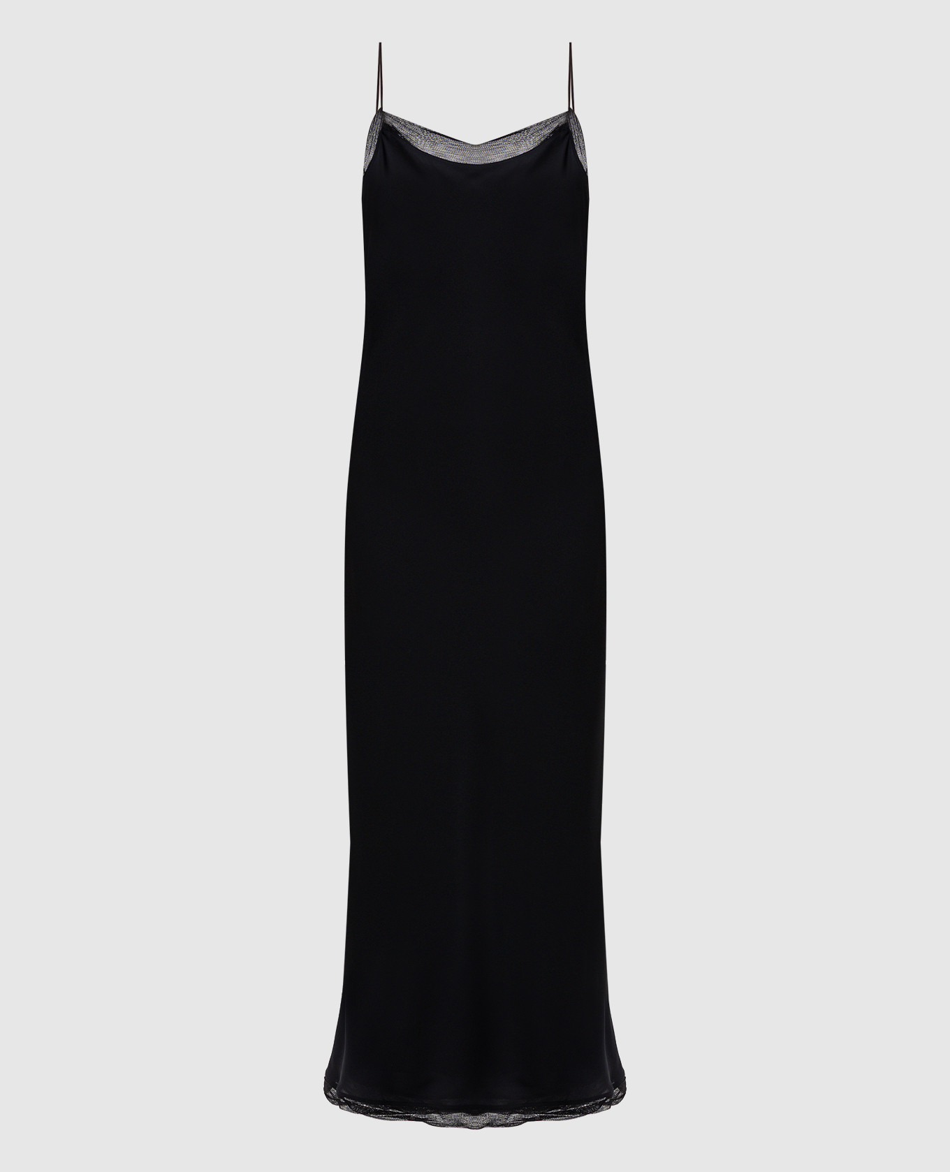 Black silk midi dress