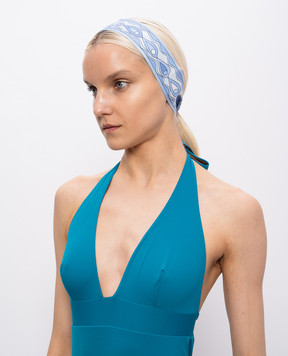 PUCCI Blue silk twill ribbon with branded print 6HGB216HC04