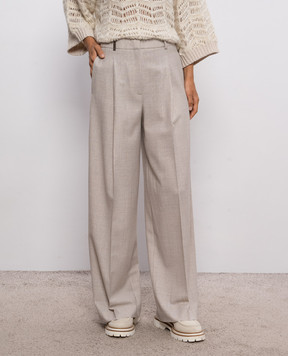 Peserico Beige wool patterned pants A0479006413