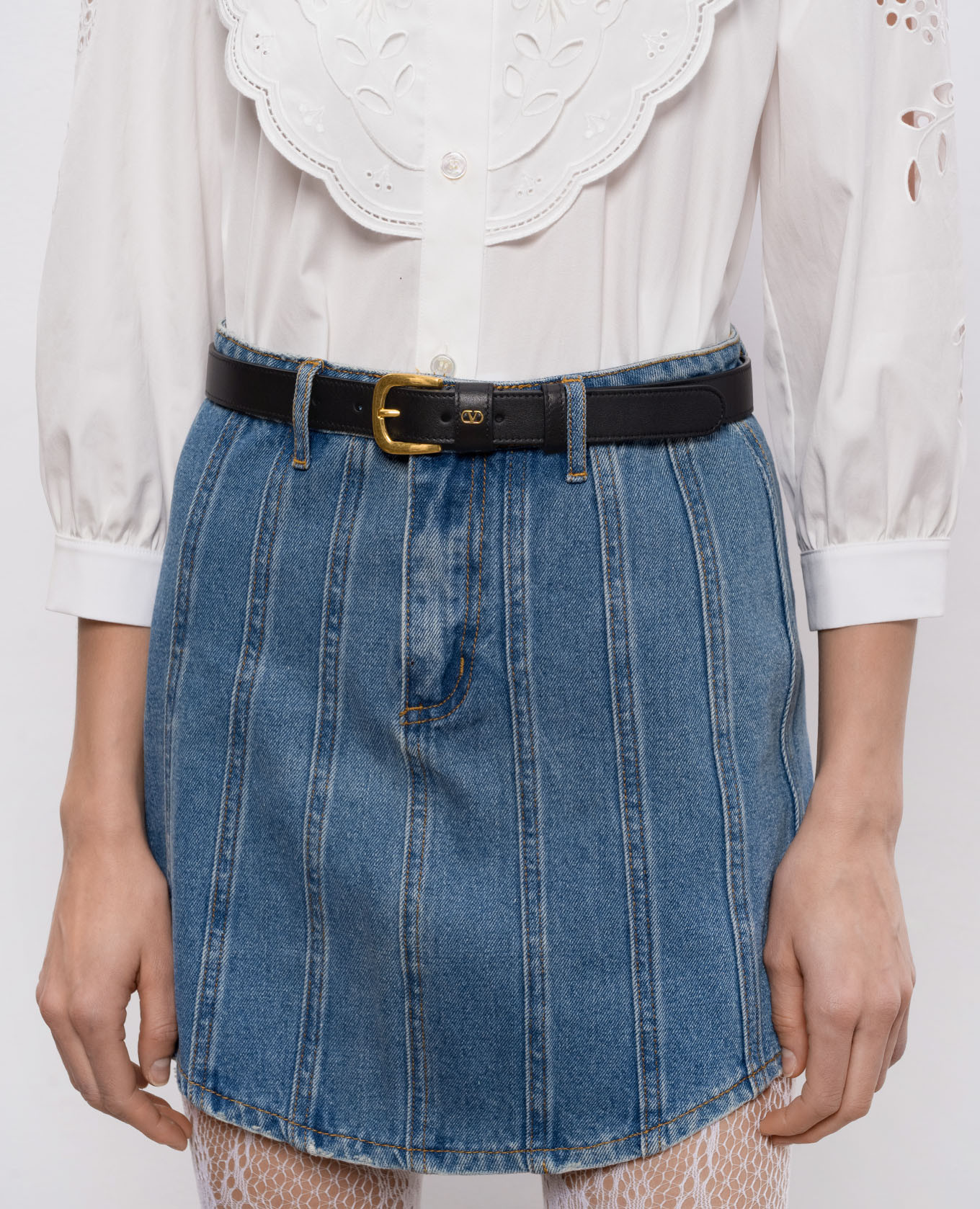 Black leather belt VLogo Valentino 2