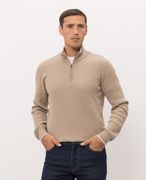 Peserico Beige cashmere jumper with zipper R59535F12E9010