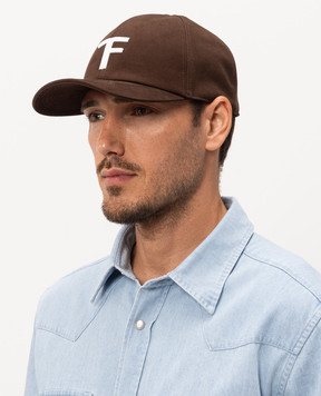 Tom Ford Brown cap with monogram embroidery MH005TCN061G
