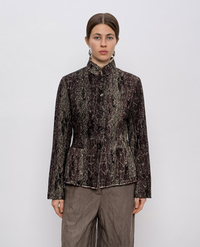 Masnada Khaki jacket with printed wool 7916