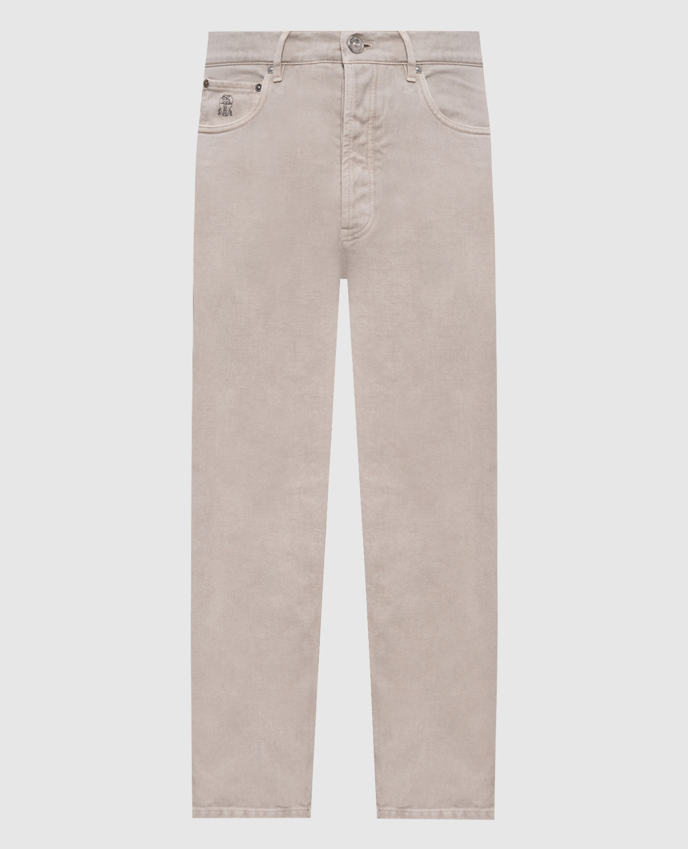 Grey jeans with logo patch